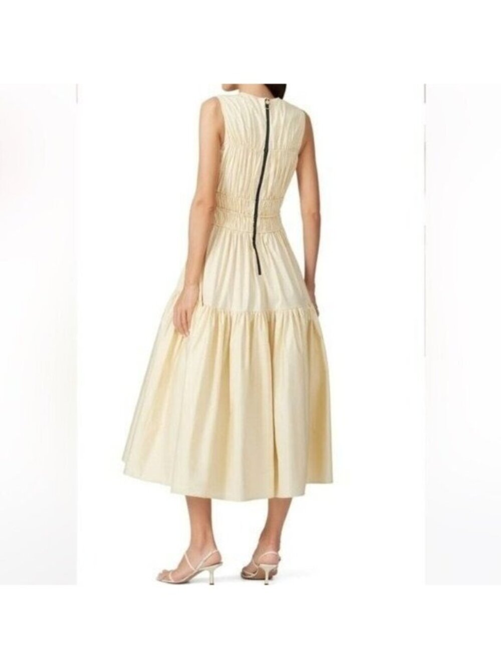 Roksanda Isilda Dress Ivory Cream Ruched Peasant Cottagecore-European Midi Dress - Picture 5 of 9